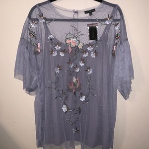 See through embroidered blouse